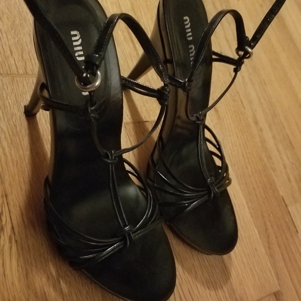 Prada Miu Miu Leather Strappy Heels